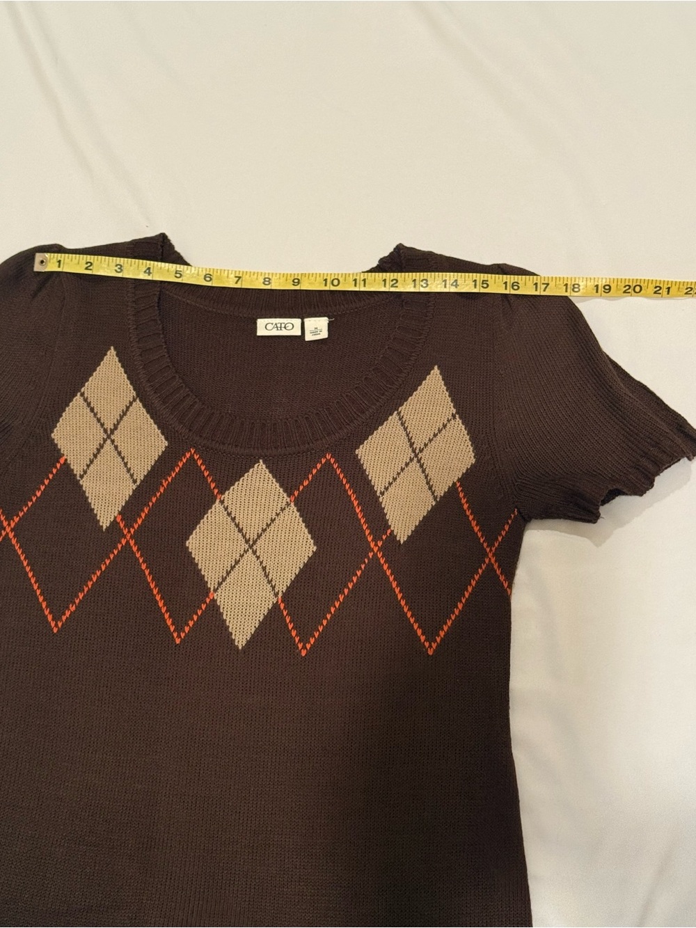 Cato Brown Argyle Cowl Neck Sweater Dress w/ Matching Scarf - Size Medium - Picture 10 of 16